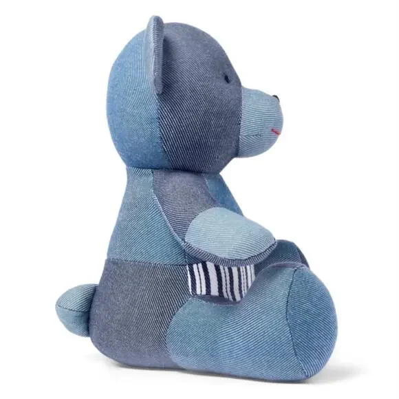 Set of 2-LEVIS Limited Edition Patchwork Teddy Bear Plush Denim Blue NWT - Picture 3 of 9